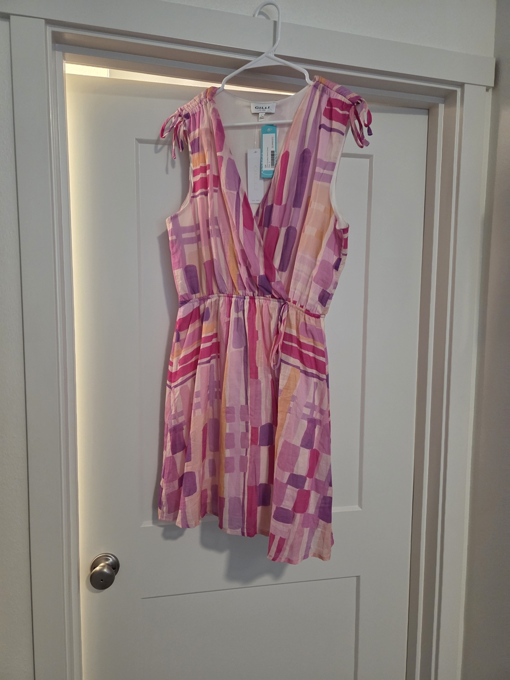 Gilli Pink, Purple & Orange Abstract Tie-Waist Midi Dress - Picture 2 of 3